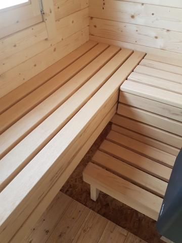 Sauna, Detail, Sitzflächen